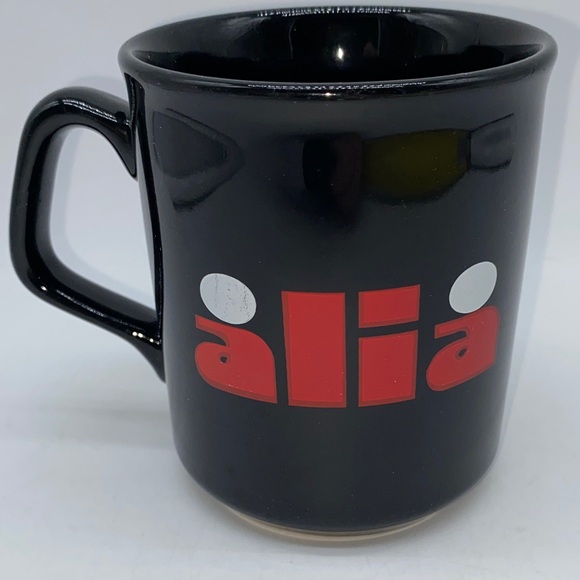 Black Coffee Mug with Red Alia Logo Ladies Clothing Store Advertising Vintage - Picture 9 of 9